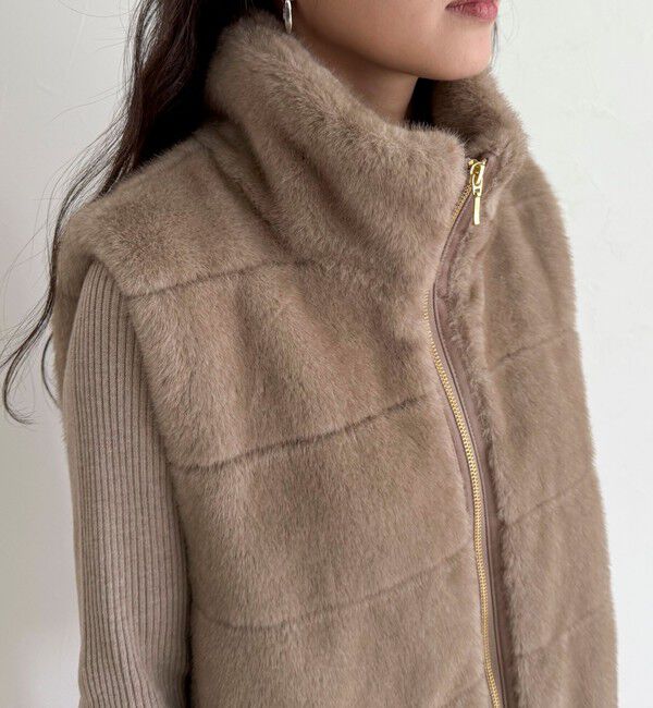 fredy emue「ボーダーキルトファーベスト」|ダウンベスト・ベスト|