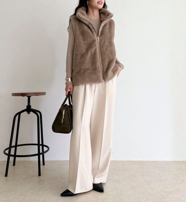 fredy emue「ボーダーキルトファーベスト」|ダウンベスト・ベスト|