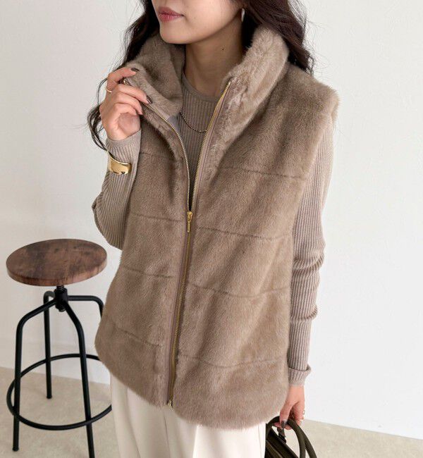 fredy emue「ボーダーキルトファーベスト」|ダウンベスト・ベスト|