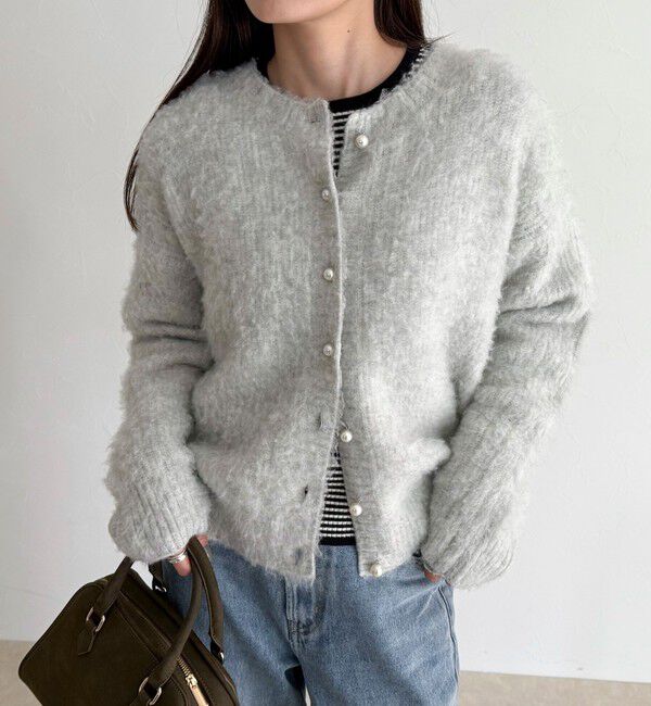 fredy emue「ふわふわ起毛ニットカーディガン」|カーディガン|ライトグレー