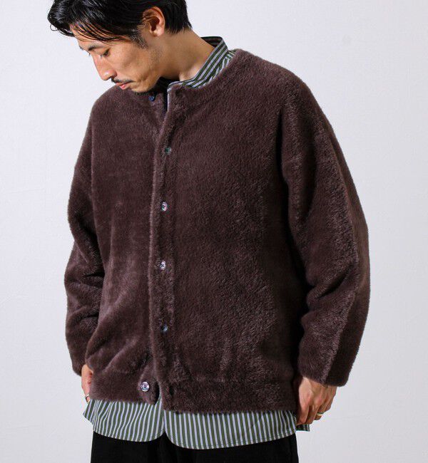 GLOSTER「モヘヤライク シャギークルーネックカーディガン」|カーディガン|