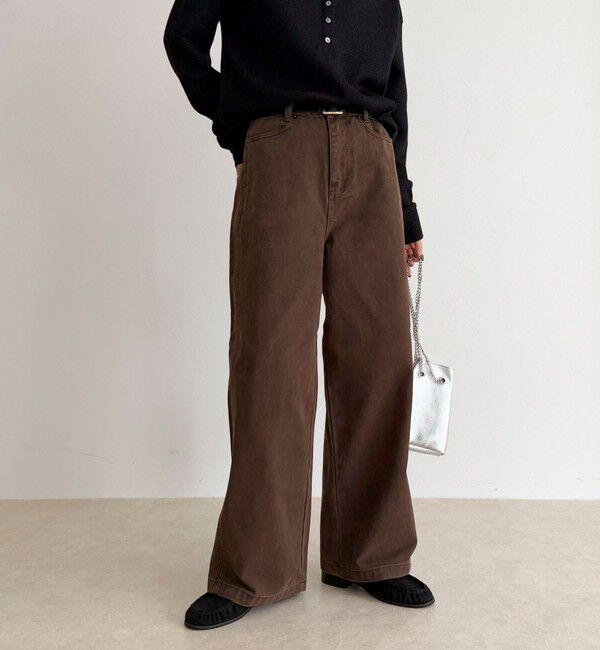 fredy emue「コットンツイルストレートパンツ」|チノ|ブラウン