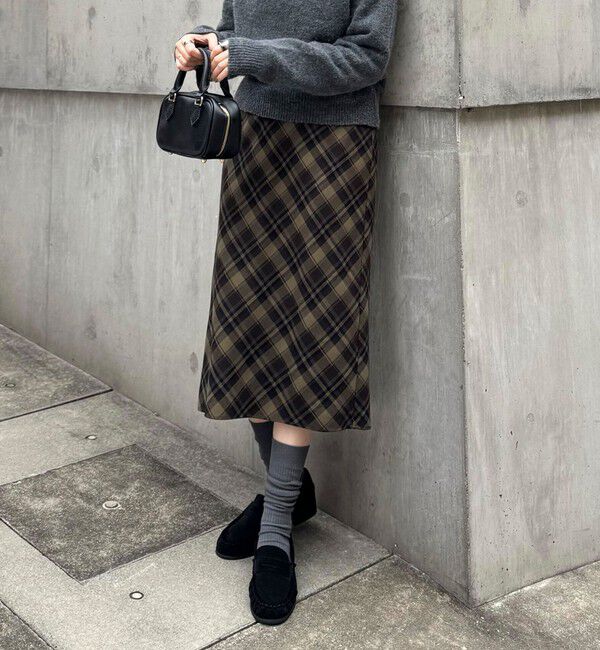 fredy emue「チェックミディスカート」|スカート|グリーン系その他