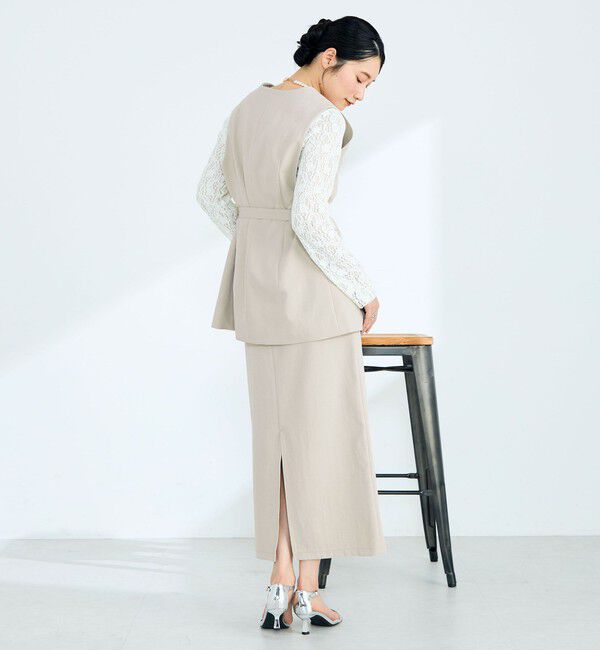 fredy emue「【セットアップ対応】パウダリーツイルベルト付きジレ」|ベスト・ジレ|