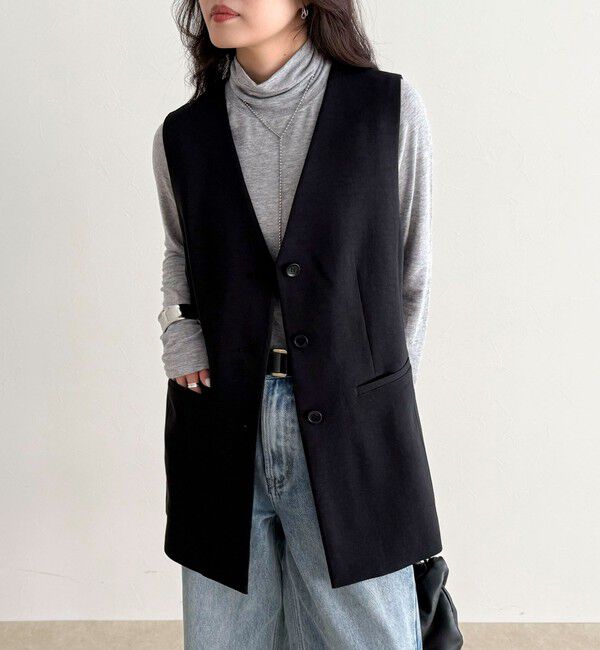 fredy emue「【セットアップ対応】パウダリーツイルベルト付きジレ」|ベスト・ジレ|