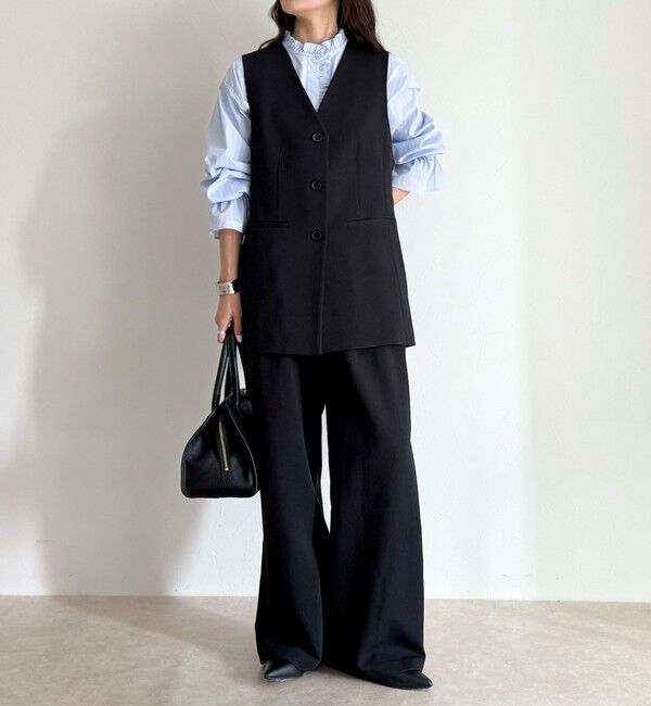 fredy emue「【セットアップ対応】パウダリーツイルベルト付きジレ」|ベスト・ジレ|