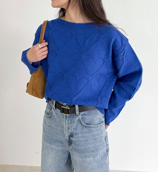 fredy emue「LINEN混ハート透かし柄ニット」|ニット・セーター|