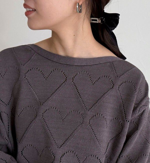 fredy emue「LINEN混ハート透かし柄ニット」|ニット・セーター|