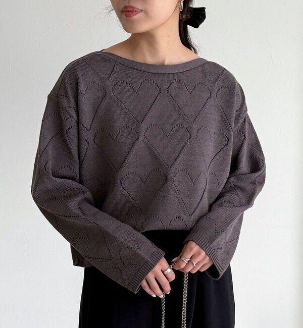 fredy emue「LINEN混ハート透かし柄ニット」|ニット・セーター|