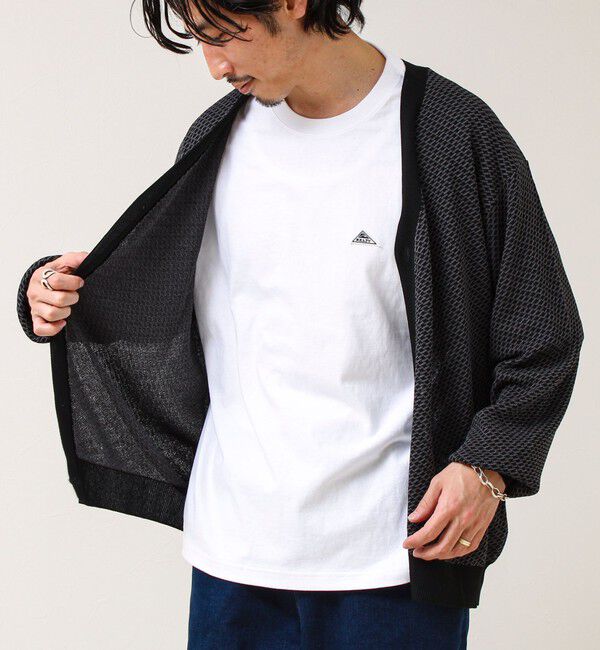 GLOSTER「【シャリ感で軽やか】バーズアイVネック crunchyカーデ」|カーディガン|