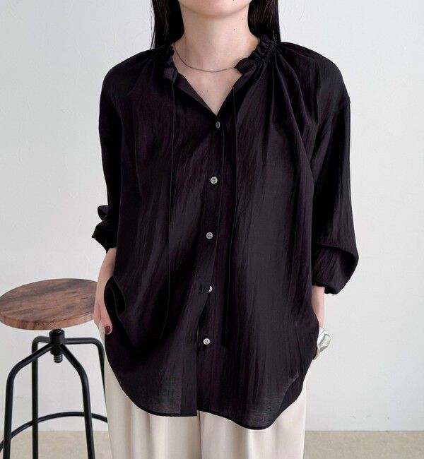 fredy emue「シャイニーシアーギャザーブラウス」|シャツ・ブラウス|