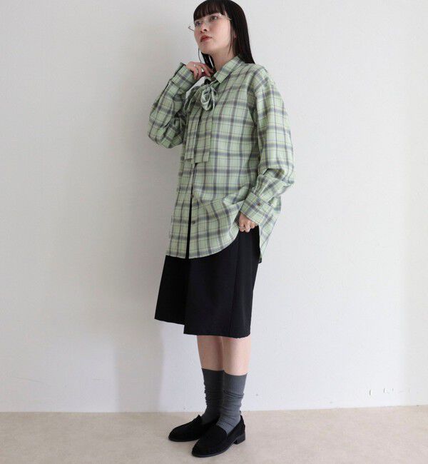 fredy emue「チェック柄ビッグボウタイブラウス」|シャツ・ブラウス|