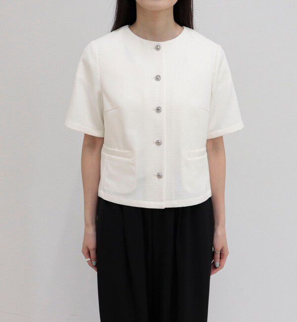 fredy emue「【@sora_522m企画】ノーカラーハーフスリーブジャケット」|ノーカラージャケット|