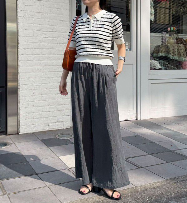 fredy emue「【大人気シリーズの新型登場！】FR刺しゅうケーブル柄半袖ポロ衿プルオーバーニット」|ニット・セーター|