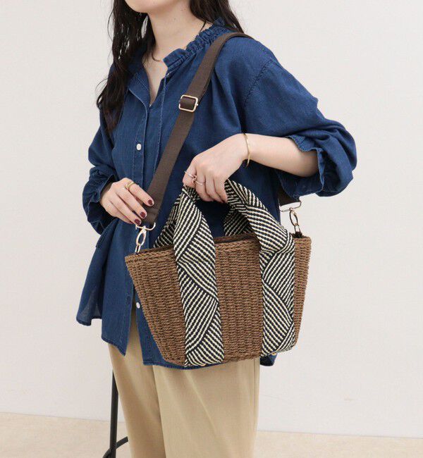 fredy emue「ラメテープハンドルカゴバッグ」|かごバッグ|ブラウン系その他