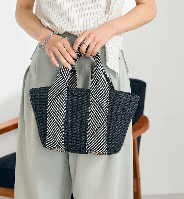 fredy emue「ラメテープハンドルカゴバッグ」|かごバッグ|ブラック系その他