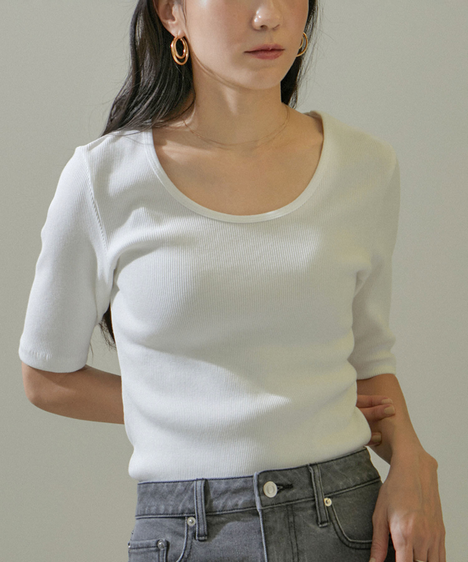 SALON adam et rope'「KINANファームリーリブTシャツ」|Tシャツ・カットソー|オフホワイト(15)