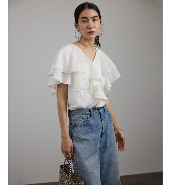 SALON adam et rope'「シルクブレンドラッフルカラーブラウス」|シャツ・ブラウス|