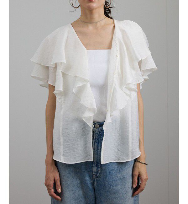 SALON adam et rope'「シルクブレンドラッフルカラーブラウス」|シャツ・ブラウス|