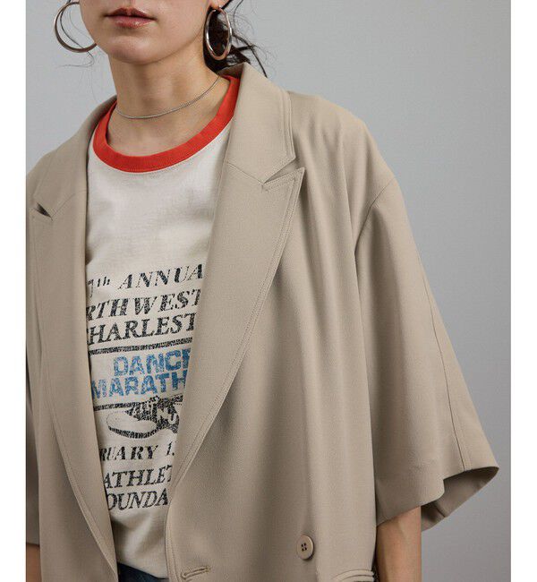 SALON adam et rope'「バックサテンハーフスリーブジャケット［セットアップ対応・今から秋まで］」|テーラードジャケット|