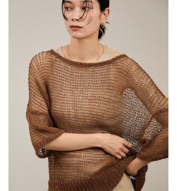 SALON adam et rope'「ギマコットンスパンコールプルオーバー」|ニット・セーター|ブラウン系(23)