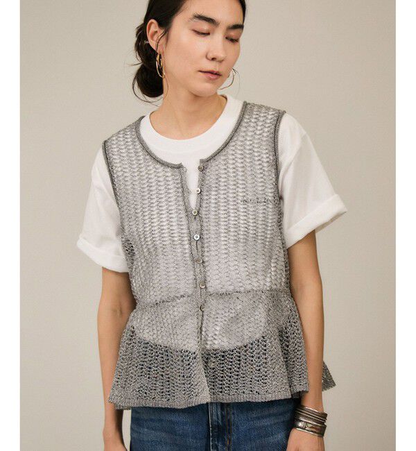 SALON adam et rope'「ブライトニットレースフレアージレ / ベスト［前後2WAY］」|ベスト・ジレ|