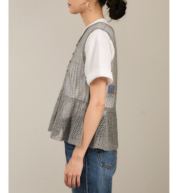 SALON adam et rope'「ブライトニットレースフレアージレ / ベスト［前後2WAY］」|ベスト・ジレ|