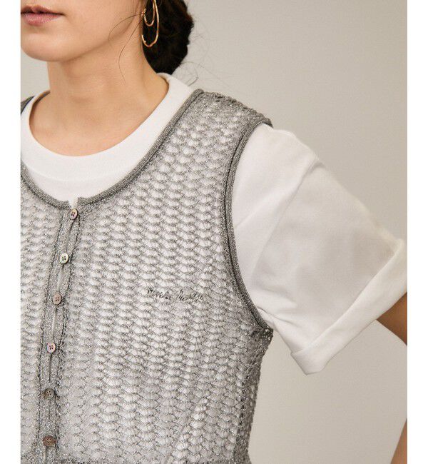 SALON adam et rope'「ブライトニットレースフレアージレ / ベスト［前後2WAY］」|ベスト・ジレ|