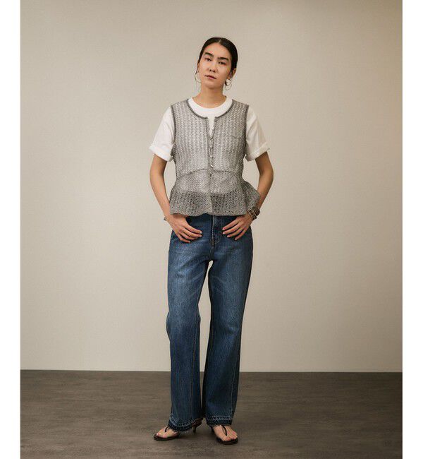 SALON adam et rope'「ブライトニットレースフレアージレ / ベスト［前後2WAY］」|ベスト・ジレ|