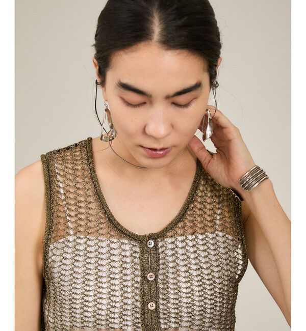 SALON adam et rope'「ブライトニットレースフレアージレ / ベスト［前後2WAY］」|ベスト・ジレ|