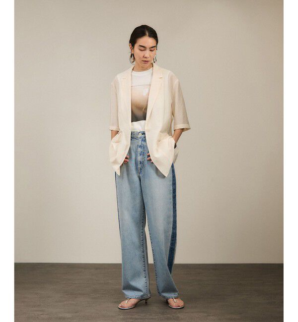 SALON adam et rope'「【WEB限定】シアーハーフスリーブジャケット［洗える・冷房対策］」|テーラードジャケット|