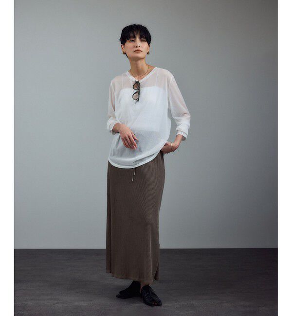 SALON adam et rope'「【WEB限定】ビンテージライクリブナロースカート」|スカート|