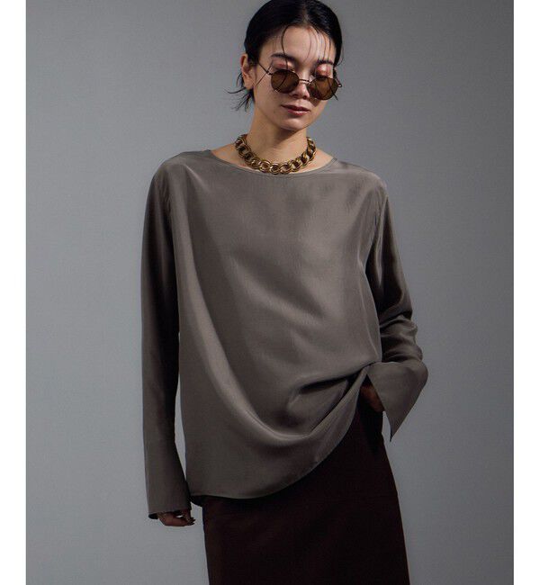 SALON adam et rope'「[25AW]GENTLE SILK ロングスリーブプルオーバー【セットアップ対応・洗える】」|シャツ・ブラウス|