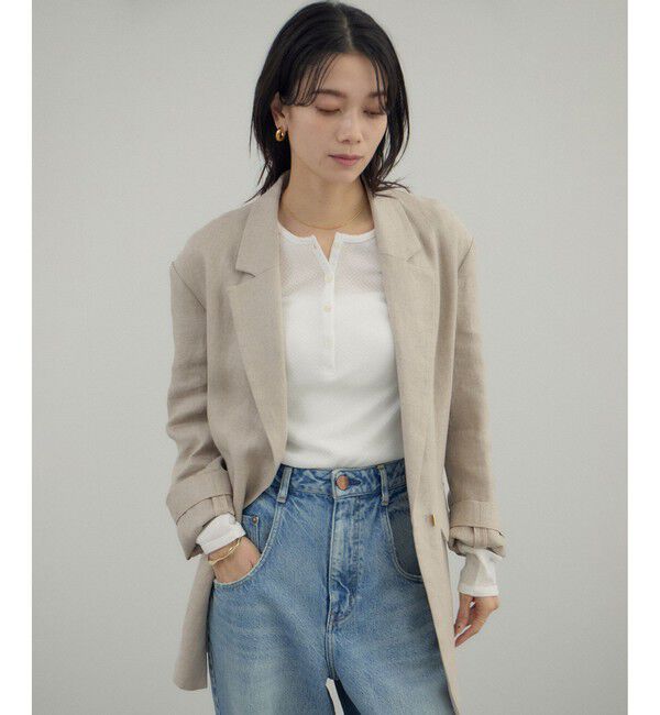 SALON adam et rope'「リネンドンゴロスジャケット/セットアップ対応」|テーラードジャケット|