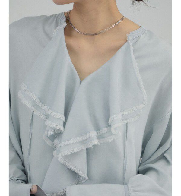 SALON adam et rope'「デニムライクラッフルフリルブラウス」|シャツ・ブラウス|