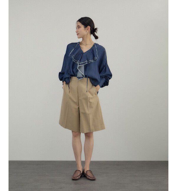 SALON adam et rope'「デニムライクラッフルフリルブラウス」|シャツ・ブラウス|