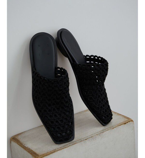 SALON adam et rope'「【W S（ドゥーブル）】メッシュミュール」|サンダル|ブラック(01)