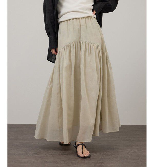SALON adam et rope'「【WEB限定】コットンオーガンジーギャザースカート / イージーケア」|スカート|ベージュ系(28)