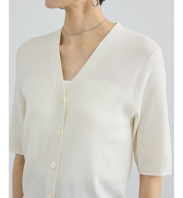 SALON adam et rope'「LOTUS ハーフスリーブVネックカーディガン / アンサンブル対応」|カーディガン|