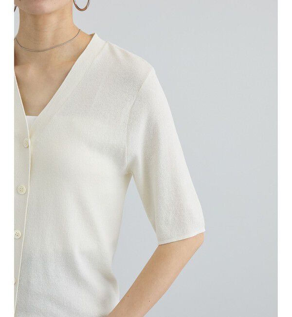 SALON adam et rope'「LOTUS ハーフスリーブVネックカーディガン / アンサンブル対応」|カーディガン|