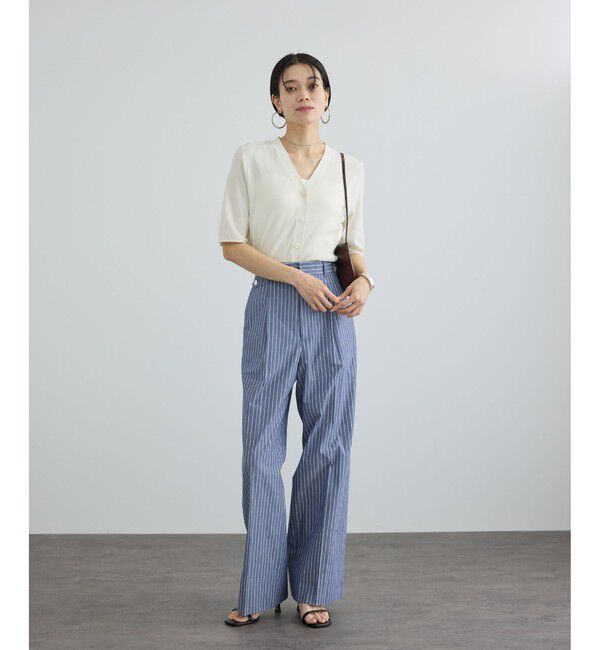 SALON adam et rope'「LOTUS ハーフスリーブVネックカーディガン / アンサンブル対応」|カーディガン|