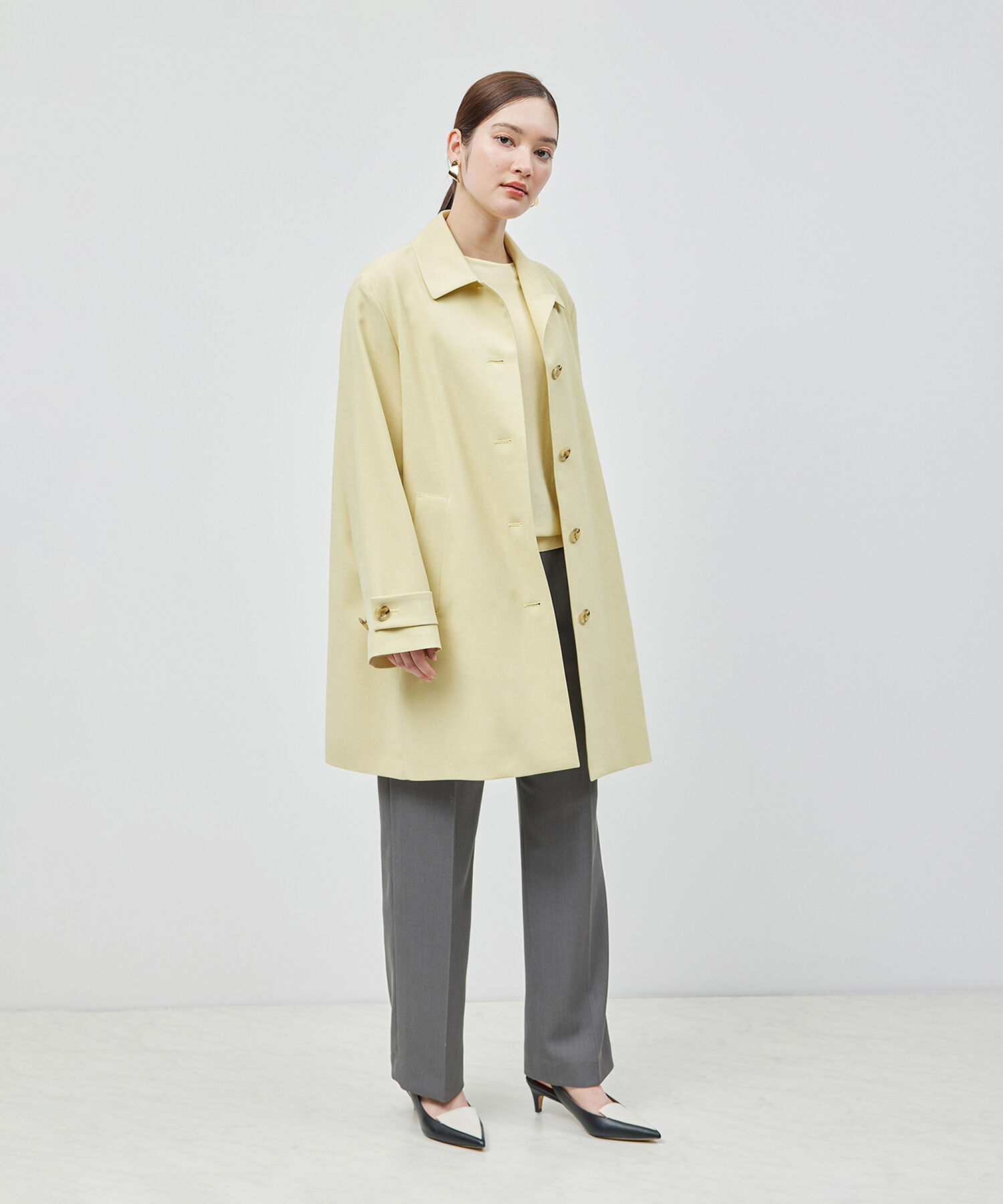 ROPE「ミドル丈ステンカラーコート《軽量・しわになりにくい・ストレッチ素材》」|ステンカラーコート|