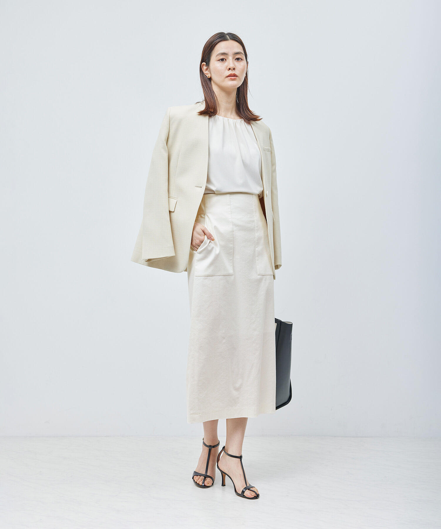 ROPE「リネンストレッチポケット付きタイトスカート/24SS【一部WEB限定】【雑誌掲載】【メディア掲載】」|スカート|