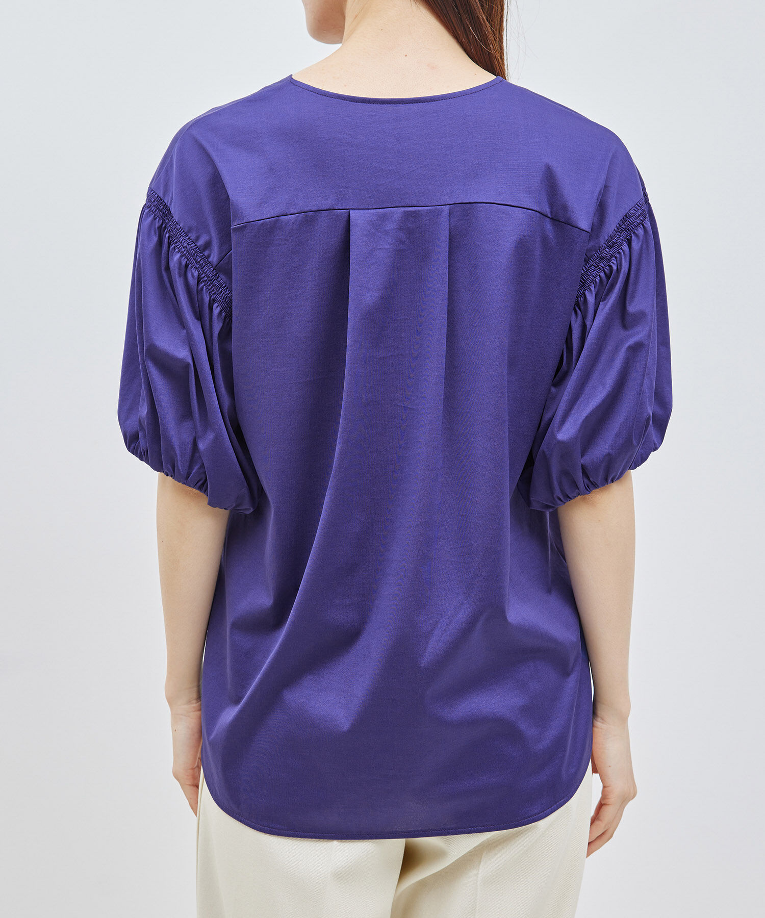 ROPE「【洗える】クリア天竺Vネック5分袖カットソー」|Tシャツ・カットソー|