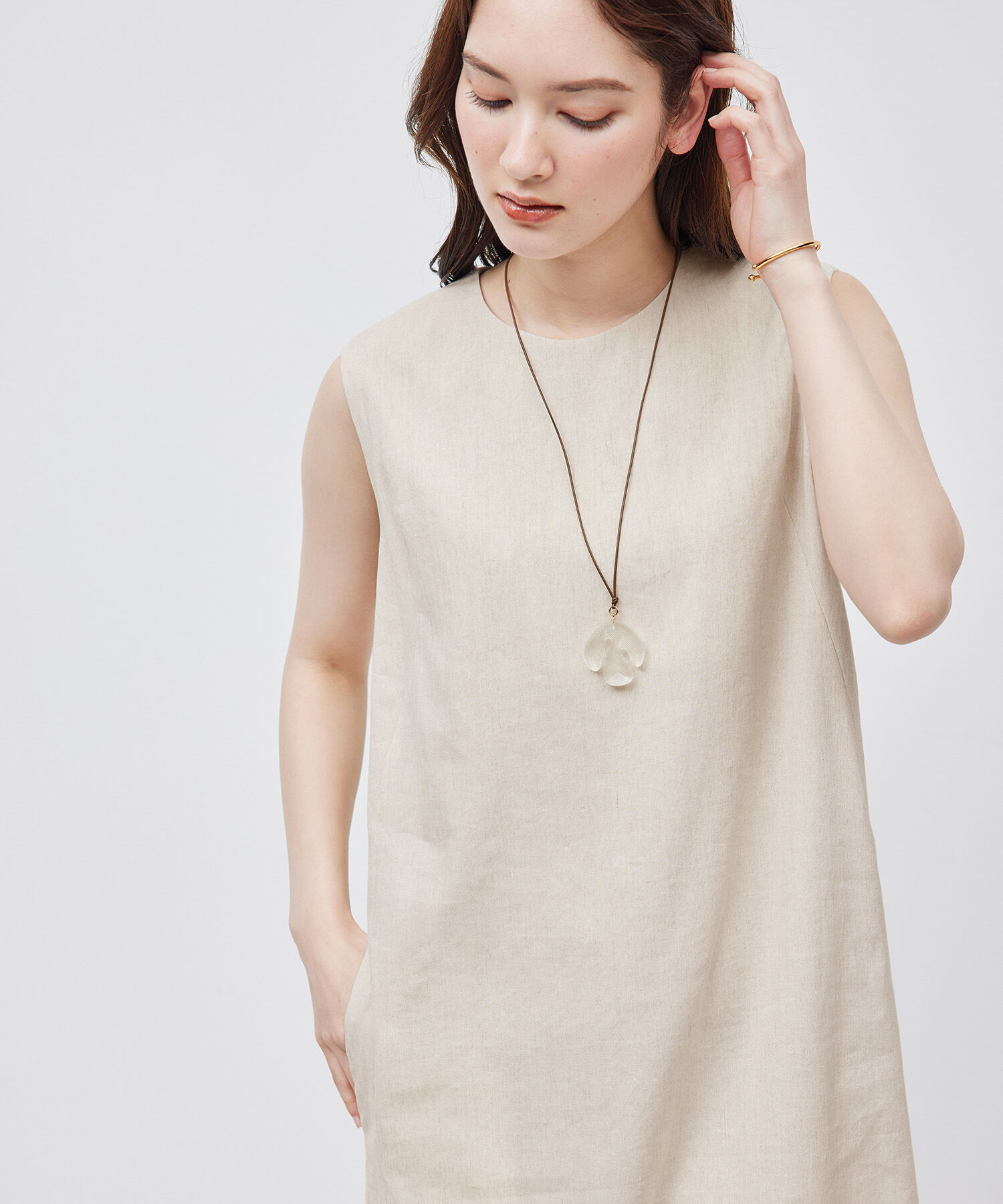 ROPE「麻混ノースリーブワンピース」|ワンピース|