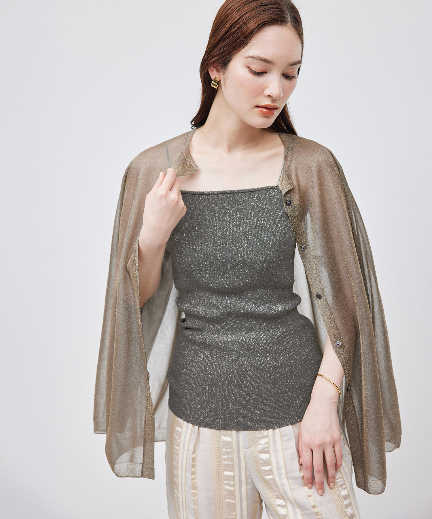 ROPE「パッド付きラメキャミソール」|キャミソール|