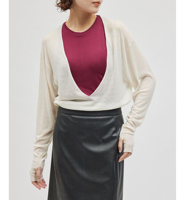 ROPE「ウールシアー深Vネックニット」|ニット・セーター|