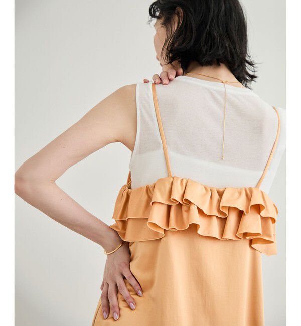 ROPE「【洗える】シャイニーサテンキャミワンピース」|ドレス|