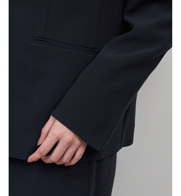 ROPE「トリアセダブルクロスＶネックジャケット/イージーケア」|ノーカラージャケット|