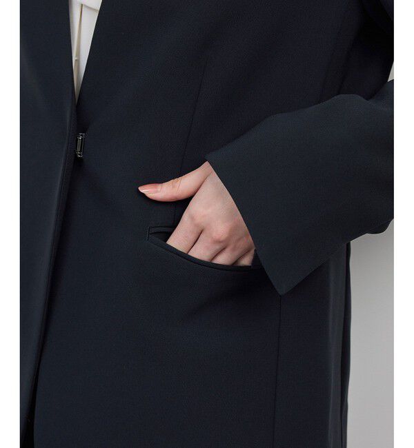 ROPE「トリアセダブルクロスＶネックジャケット/イージーケア」|ノーカラージャケット|